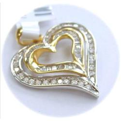 BIG! SOLID GOLD GENUINE DIAMOND HEART PENDANT