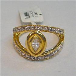 Big Evil Eye Diamond Ring Solid 14K Gold Sz 7