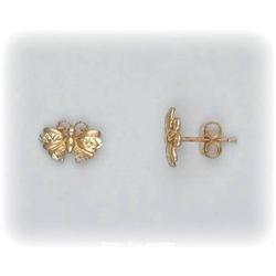 Solid 14K Yellow Pink Gold Butterfly Earrings