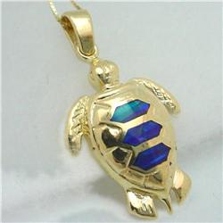 OPAL SEA TURTLE NECKLACE 9G SOLID 14K GOLD