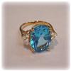 Image 2 : 3 CTW Blue Topaz Diamond Ring 14K Gold Sz5