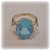 Image 4 : 3 CTW Blue Topaz Diamond Ring 14K Gold Sz5