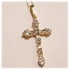 14K YELLOW GOLD GENUINE DIAMOND CROSS PENDANT1.5"