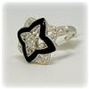 14K White Gold Onyx Diamond Star Ring Jewelry
