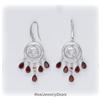 Genuine Garnet Dangle Earrings Sterling Silver