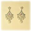 14K Gold Diamonds Pink Sapphire Earrings DROP