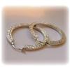 Image 2 : Solid White Gold Hoops 2" Earrings Textured 14K