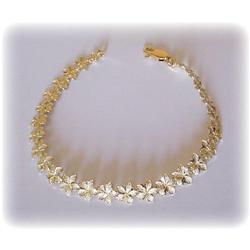 7" SOLID 14K GOLD PLUMERIA FLOWERS BRACELET