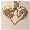 Horseheads Heart Solid 14K Gold Pendant Charm