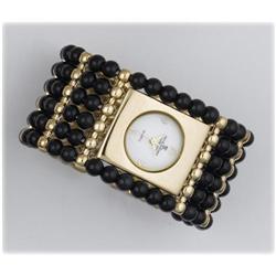 Genuine Onyx Bangle Watch Bracelet Gold New