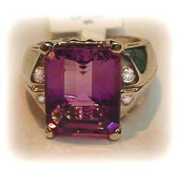 Big 6 CTW Amethyst Diamond Ring 14K Gold Sz.5