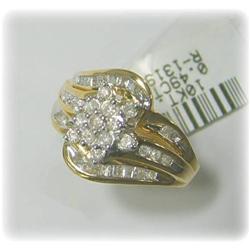 Genuine Diamond Ring Gold Flower Size 7 7.5 8 6