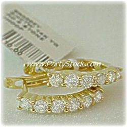 14K Gold Diamond 1 Carat Earrings Hoop Huggies