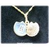 Image 2 : Shell Locket Solid 14K Gold Necklace Italian