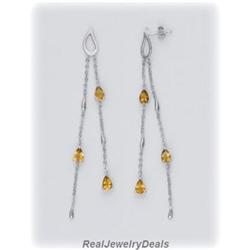 Genuine Citrine DANGLE Earrings DROP LONG NEW