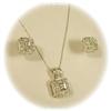 14K White Gold Diamond Necklace Earrings SET Genuine