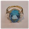 3 CTW Blue Topaz Diamond Ring 14K Gold Sz5