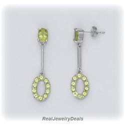 Peridot Drop Earrings Sterling Silver Dangling