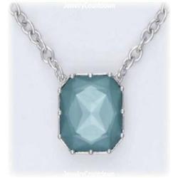 Solid Sterling Silver 17" Necklace Teal Glass