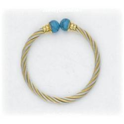 Stainless Steel Magnetic Turquoise Bracelet 2 Tone