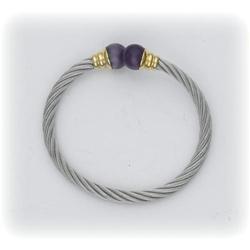 Stainless Steel Magnetic Amethyst Bracelet 2 Tone