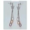 Image 1 : LAVENDER PINK WHITE PEARL Earrings DANGLE DROP