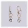 Image 2 : Solid 14K Gold Dangle Hearts Earrings 2 Tone