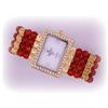 Image 1 : Genuine Red Jade Bangle Watch Simulated Diamond NEW