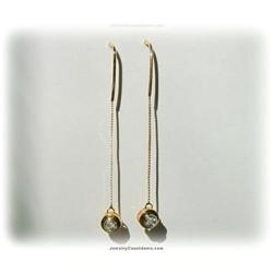 Diamond Earrings Yellow Gold Bevel Dangle Drop