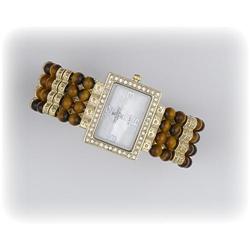 Genuine Smoky Quartz Bangle Watch Simulated Diamond NEW