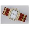 Image 1 : Genuine Mandarin Orange Garnet Bangle Watch Simulated Diamond NEW