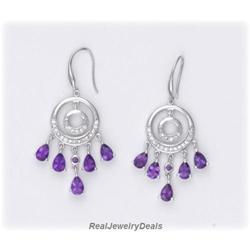 Genuine Amethyst Chandelier Earrings Silver NEW