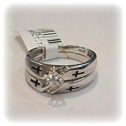 Diamond Christian CROSS Wedding Ring Set Gold 10K