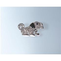 SWAROVSKI CRYSTAL DOG PIN BROOCH PUPPY WHITE