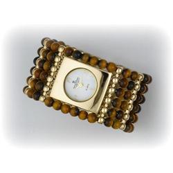 Genuine Smoky Quartz Bangle Watch Bracelet Gold New