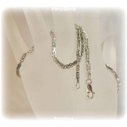 HEAVY BYZANTINE CHAIN 14K WHITE GOLD 20  SOLID