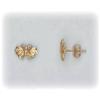 Image 1 : Solid 14K Yellow Pink Gold Butterfly Earrings
