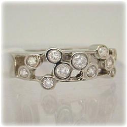 14k Gold Ring Diamond Bubbles White Genuine NEW