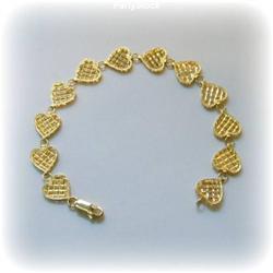 SOLID 14K GOLD BRACELET HEARTS LINK BEVERLY HILLS