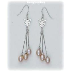 LAVENDER PINK PEARL Dangle Earrings DROP NEW REAL