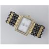 Image 1 : Genuine Black Pearl Bangle Watch Simulated Diamond NEW