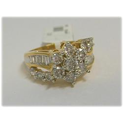 Genuine Diamond Ring Yellow Gold WIDE Floral