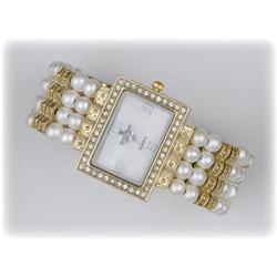Genuine Pearl Bangle Watch Simulated Diamond NEW
