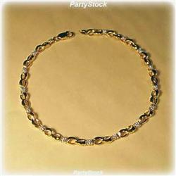 SOLID 10K GOLD GENUINE DIAMOND BRACELET 7" 4mm