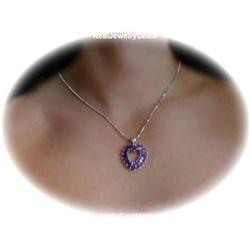 Genuine Amethyst Heart Necklace Big New REAL