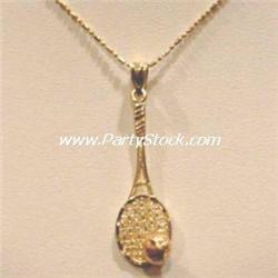 14K GOLD TENNIS RACQUET BALL PENDANT CHARM