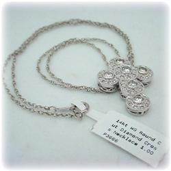 14K White Gold Diamond Cross Necklace 1 Carat