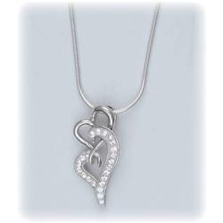 Swarovski Crystals Silver Hearts NECKLACE Solid