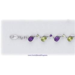 Genuine Amethyst Peridot Tennis Bracelet NEW