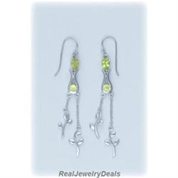 Genuine PERIDOT Dangling Drop Earrings LONG